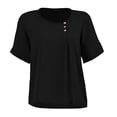 thumbnail image 1 of Blusa George para Dama, Manga Corta Pliegue y Botones Laterales Negro T G, 1 of 4