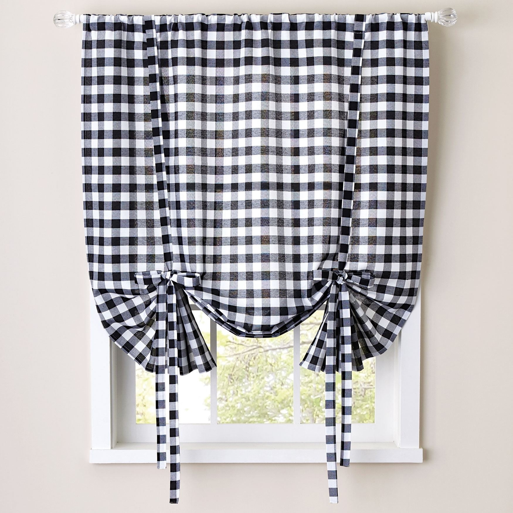 Buffalo Check Gingham Decorative Tie-Up Window Shade 42" x 84" 