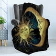 thumbnail image 4 of Psychedelic Soft Flannel Fleece Throw Blanket, Moon and Sun in Antique Style Lunar Myth Astrology Art Print, Cozy Plush for Indoor and Outdoor Use, 50" x 60", Petrol Blue Yellow, by Ambesonne, 4 of 5