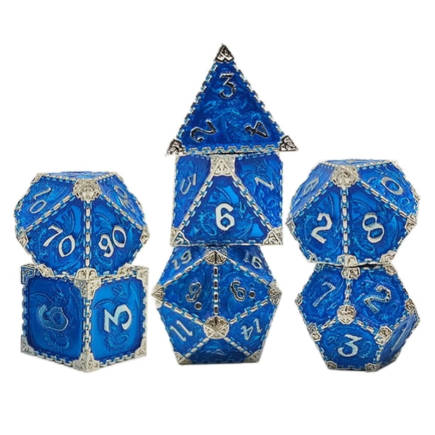 7 piezas de dados poliédricos, números grandes irregulares, accesorios de Azul perfke dados poliédricos