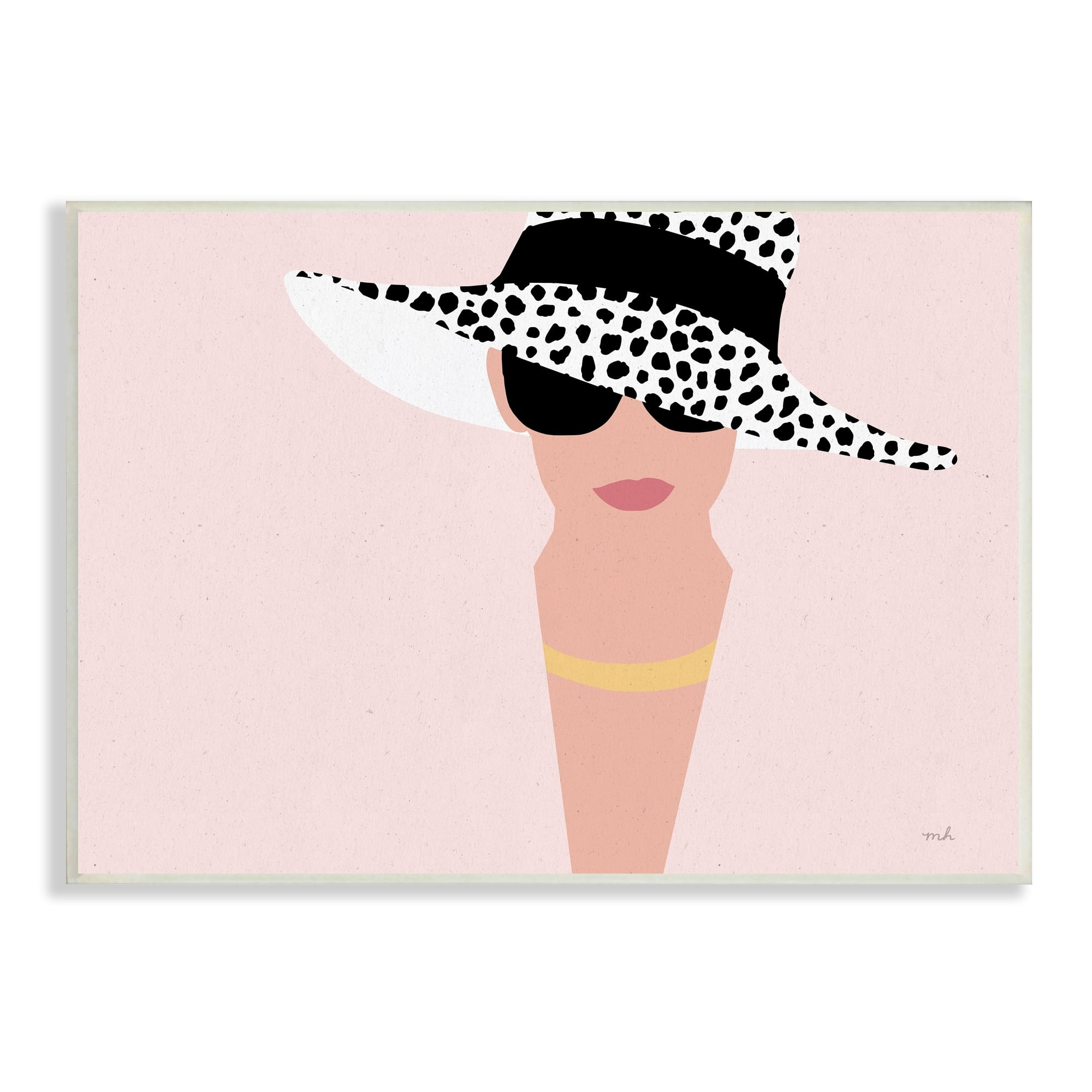 Stupell Industries Woman With Spotted Sun Hat Minimal Modern Portrait, 15 x 10, Design by Moira Hershey