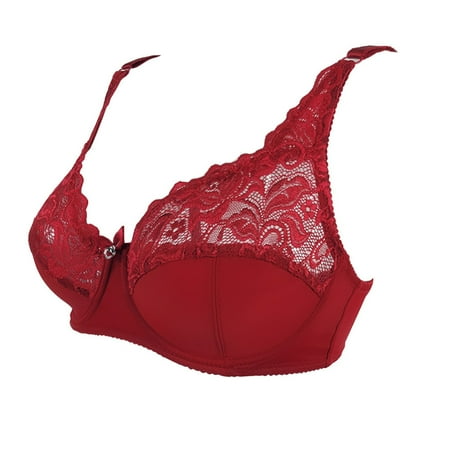 

fanshao Women Sexy Underwired No Pad See Through Lace Patchwork Bra Ultrathin Brassiere