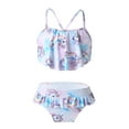 thumbnail image 5 of MSemis Kids Girls Swimwear Cartoon Horse Print Cami Vest  Ruffle Hem Outfit, 5 of 6