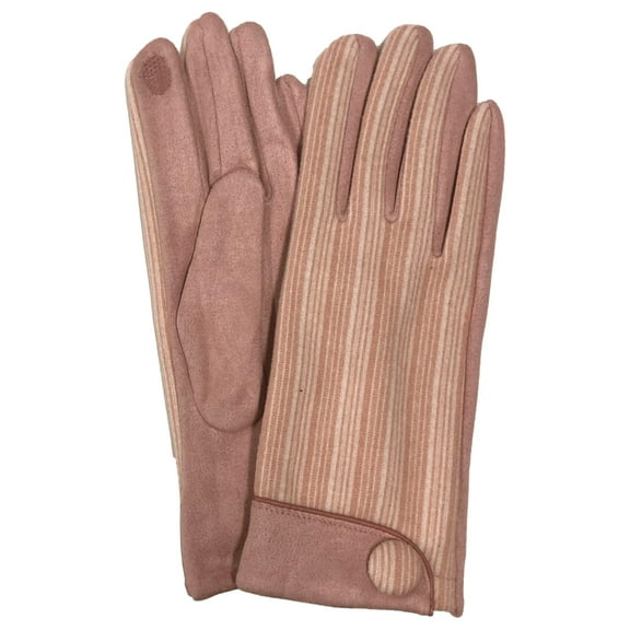 Womens Burnt Pink Stripe Stretch Fit Text & Tech Touchscreen Driving Gloves