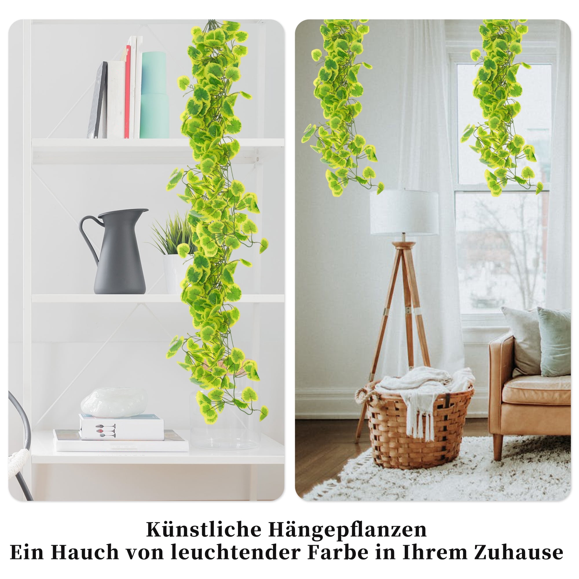 Unique Bargains 2pcs Fake Vines 39.37" Faux Greenery Leaves Decor