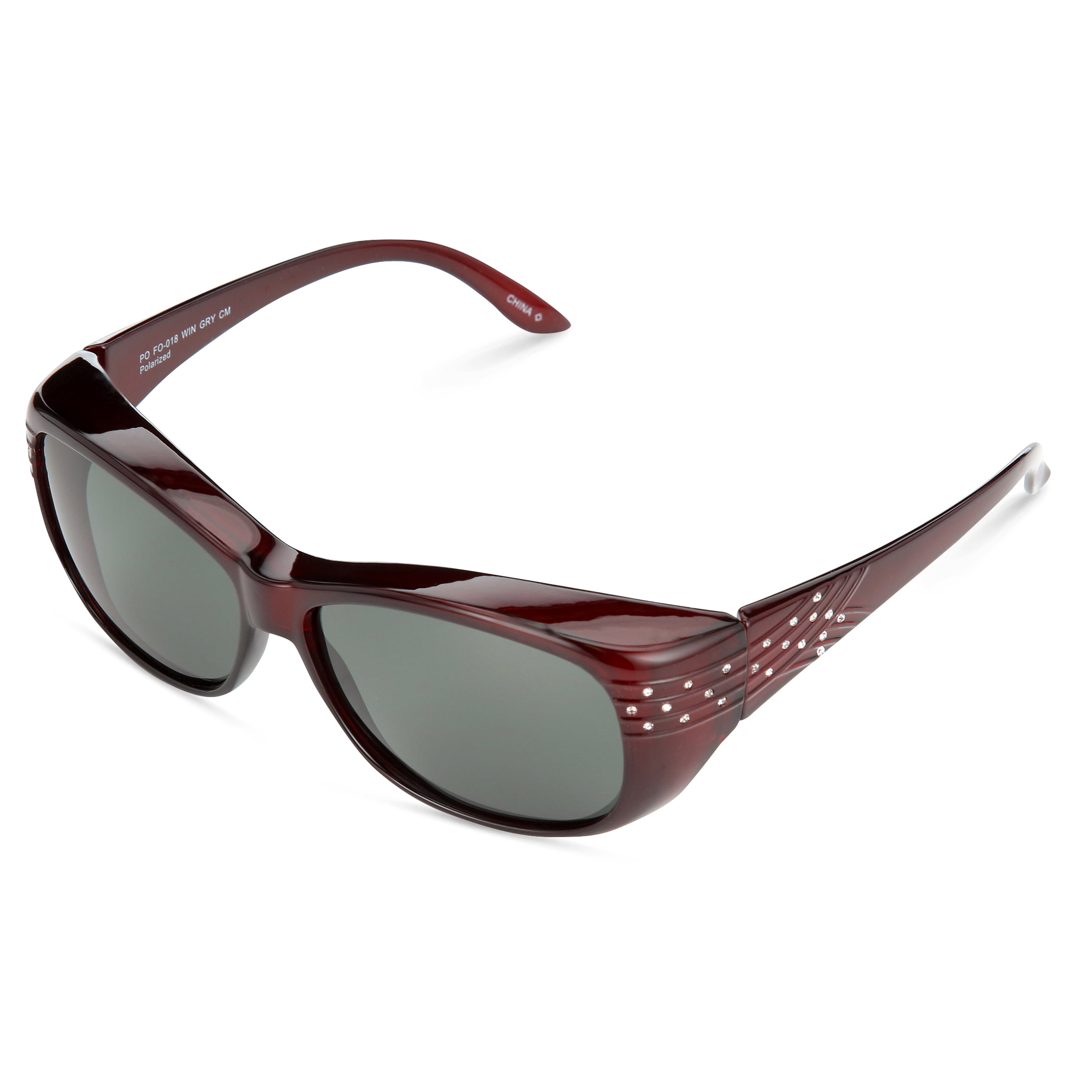 Polar Optics Women's FO-018 WIN GRY CMT Plastic Fits Over Sunglasses Wine