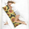 thumbnail image 3 of Boho Sunflower Body Pillow Cover – Soft & Breathable, Hidden Zipper, 20"x54", Vintage Floral Print with Butterflies & Bees – Gift for Side Sleepers, Pregnancy, Farmhouse Decor, 3 of 4