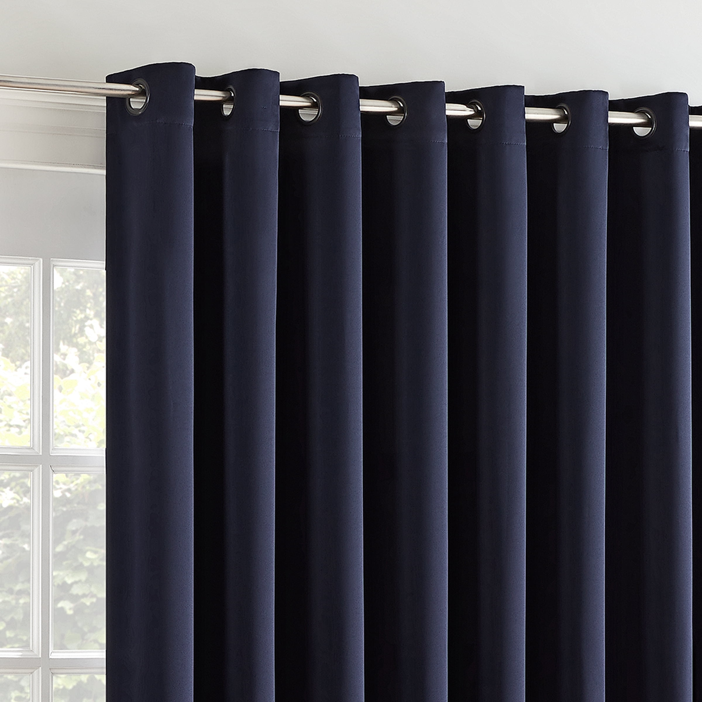 Eclipse Tricia Patio Door Panel, Room Darkening Single Curtain Panel for Sliding Door, 84 in long x 100 in wide, Midnight