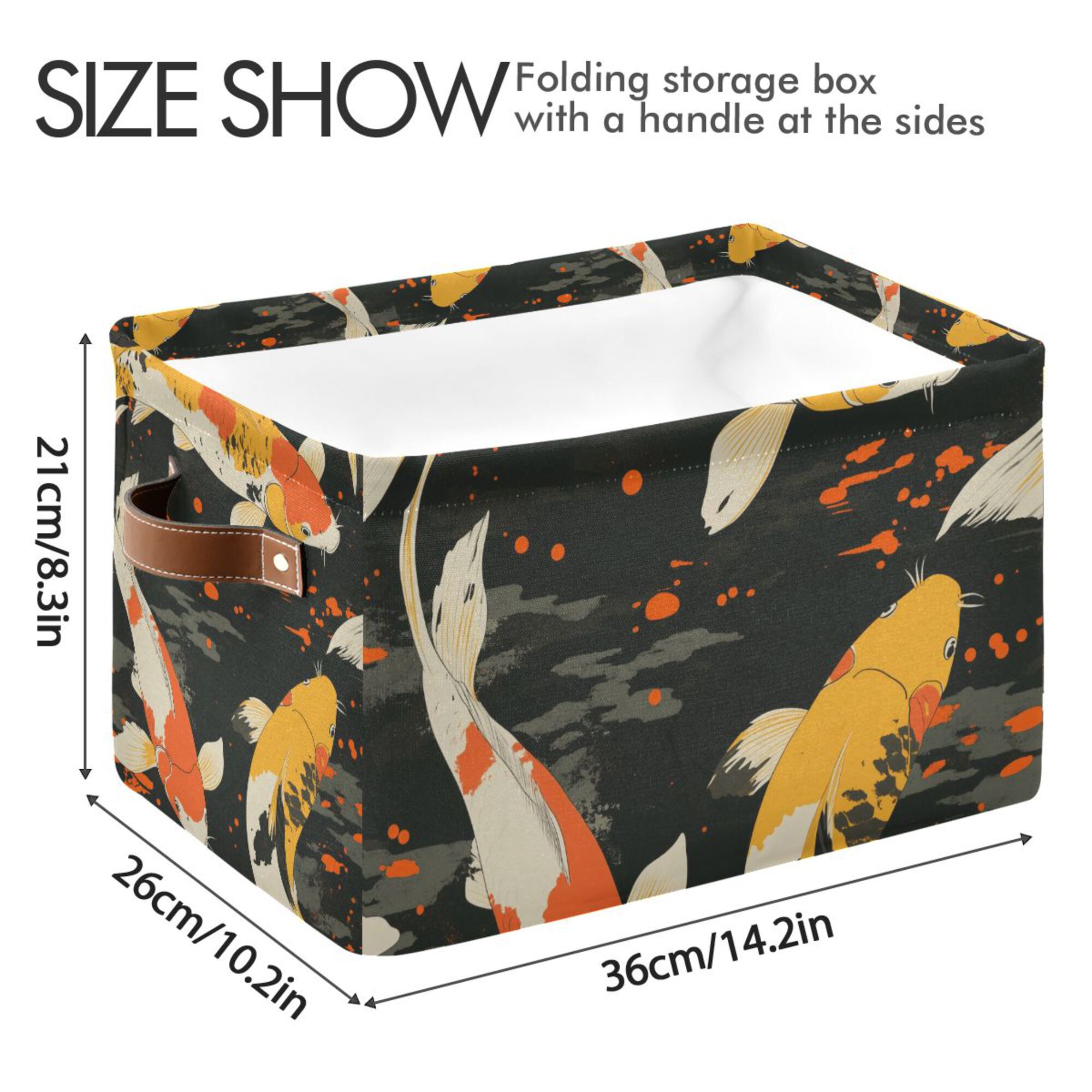 Yayeee 2 Pack Canvas Storage Basket with Handles for Shelves Fabric Bins Closet Organizer, Fish Pattern