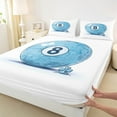 thumbnail image 3 of Manfei Cartoon Blue Billiards Full Size Sheets for Kids, Kawaii Flower Bed Sheets, Modern Sports Player Sheet Sets, Luxury Bedroom Decor, 4 Pieces, 3 of 7