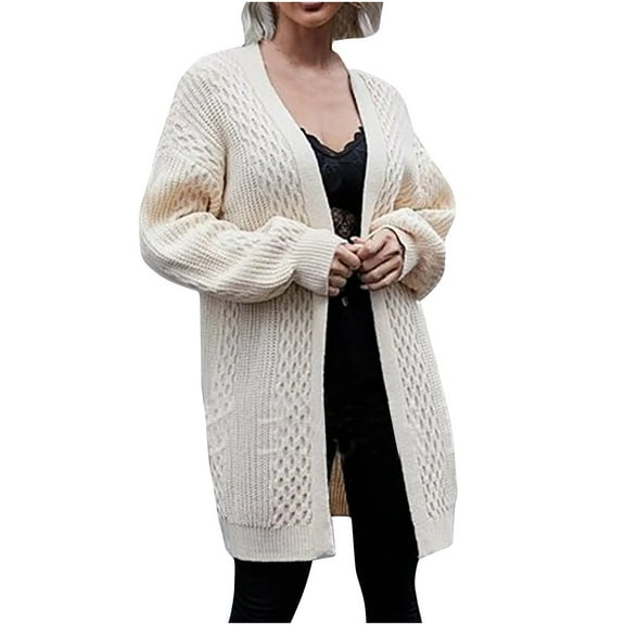 ShomPort Women's Open Front Long Sleeve Knit Cardigan Oversized Sweaters Winter Lounge Coat