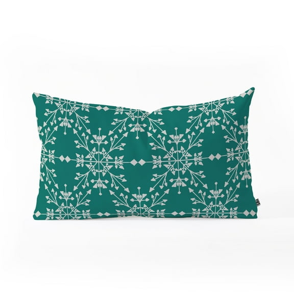 Society6 Gabriela Fuente Snow Night Oblong Decorative Throw Pillow, Winter, Seasonal, Blue, 23" x 14"