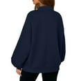 thumbnail image 4 of Womens Fall Fashion 2025 Oversized Zip Up Sweatshirt Jackets Casual Long Sleeve Bomber Outerwear Winter Outfits Navy XXL, 4 of 7