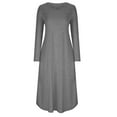 thumbnail image 6 of pbnbp Plus Size Dresses for Women Casual Loose Fit Plain Color Crewneck Long Sleeve Fall Midi Dress with Pockets, 6 of 8