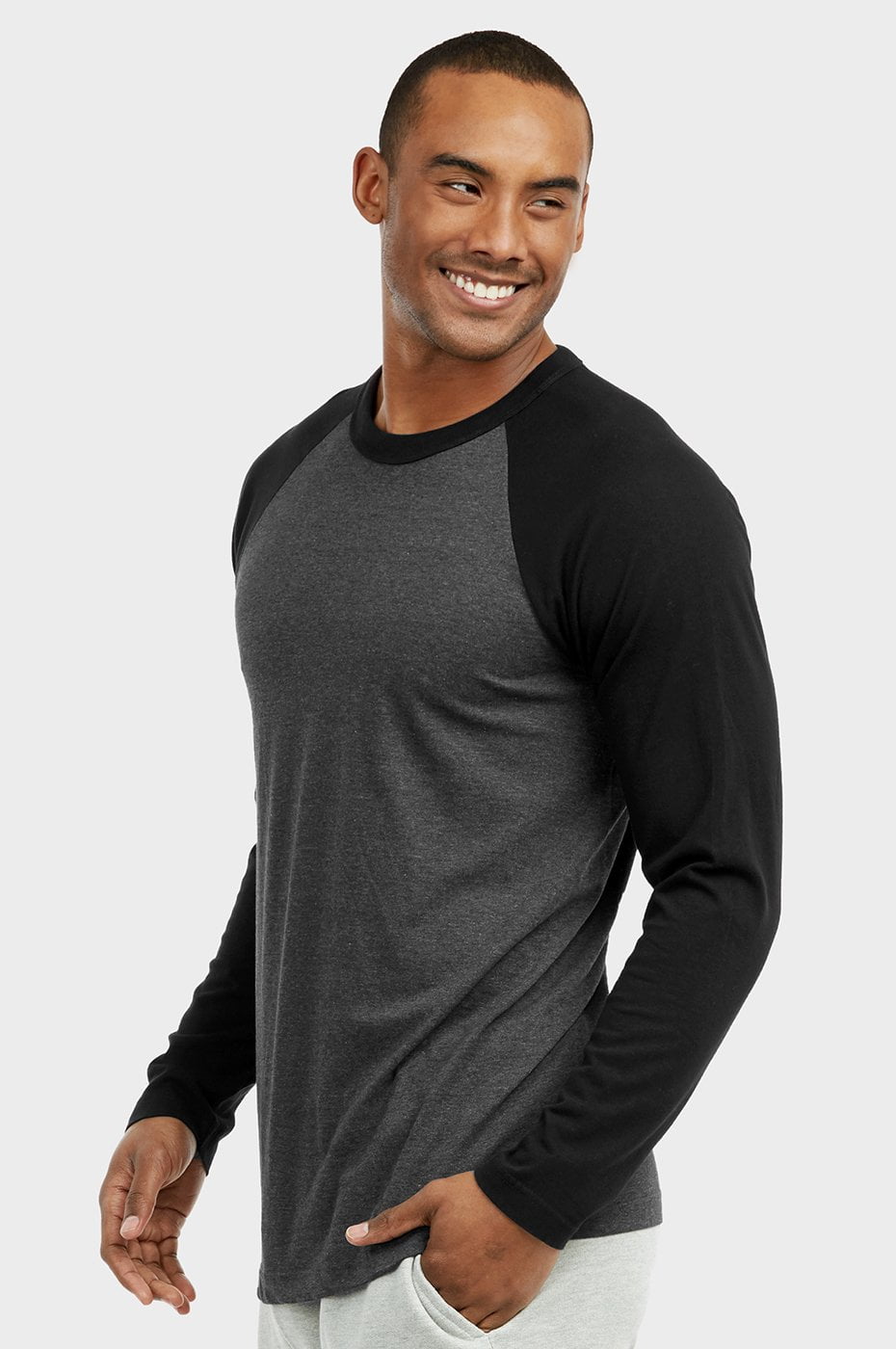 Top Pro Men's Full Length Sleeve Raglan Cotton Baseball Tee Shirt