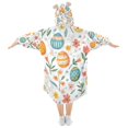 thumbnail image 2 of FORMRS Wearable Blanket Hoodie with Sleeves for Kids Cozy Flannel Sweatshirt, Floral Easter Eggs, 2 of 7
