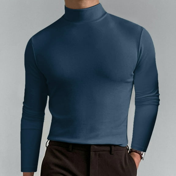 Men LYXSSBYX Mens Shirts Long Sleeve Men Solid Turtleneck Casual Slim Fit Pullover T-Shirt Bottoming Shirt