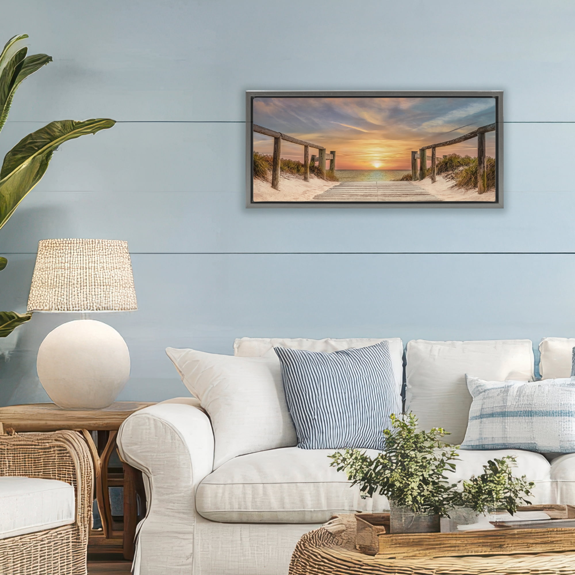 Stupell Industries Pathway To Sunset Gray Framed Floater Canvas Wall Art, design by Mike Caliascibetta