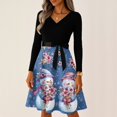 thumbnail image 7 of Christmas Dresses for Women Ladies' Christmas Printed Casual And Fashionable V-neck Long Sleeved Dress for Holiday Festive,Blue,5XL, 7 of 7