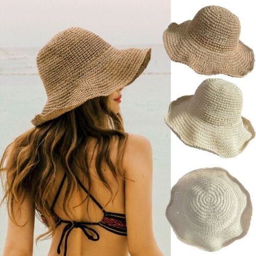 Boho Style Bow Sun Hat Wide Brim Floppy Summer Hats For Women Beach Panama Straw Dome Bucket Hat Shade Hat