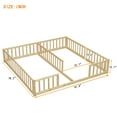 thumbnail image 3 of PORKISS Twin Size Floor Bed for Kids, Double Wood Bed Frame with Fence, Natural, 3 of 12