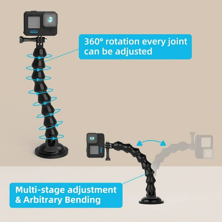 Flexible Gooseneck Suction Cup Camera Car Mount Compatible with Gopro Hero 10 Black,Hero 9/8/7/6/5 Black,DJI Flexible Gooseneck Suction Cup Camera Car Mount Compatible with Gopro Hero 10 Black,Hero 9/8/7/6/5 Black,DJI