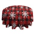 thumbnail image 4 of Red and Black Christmas Snowflake Pattern Round Tablecloth 60"x60",Wrinkle Wipeable Table Cloth for Kitchen Dining Room Picnic Patio Party, 4 of 6