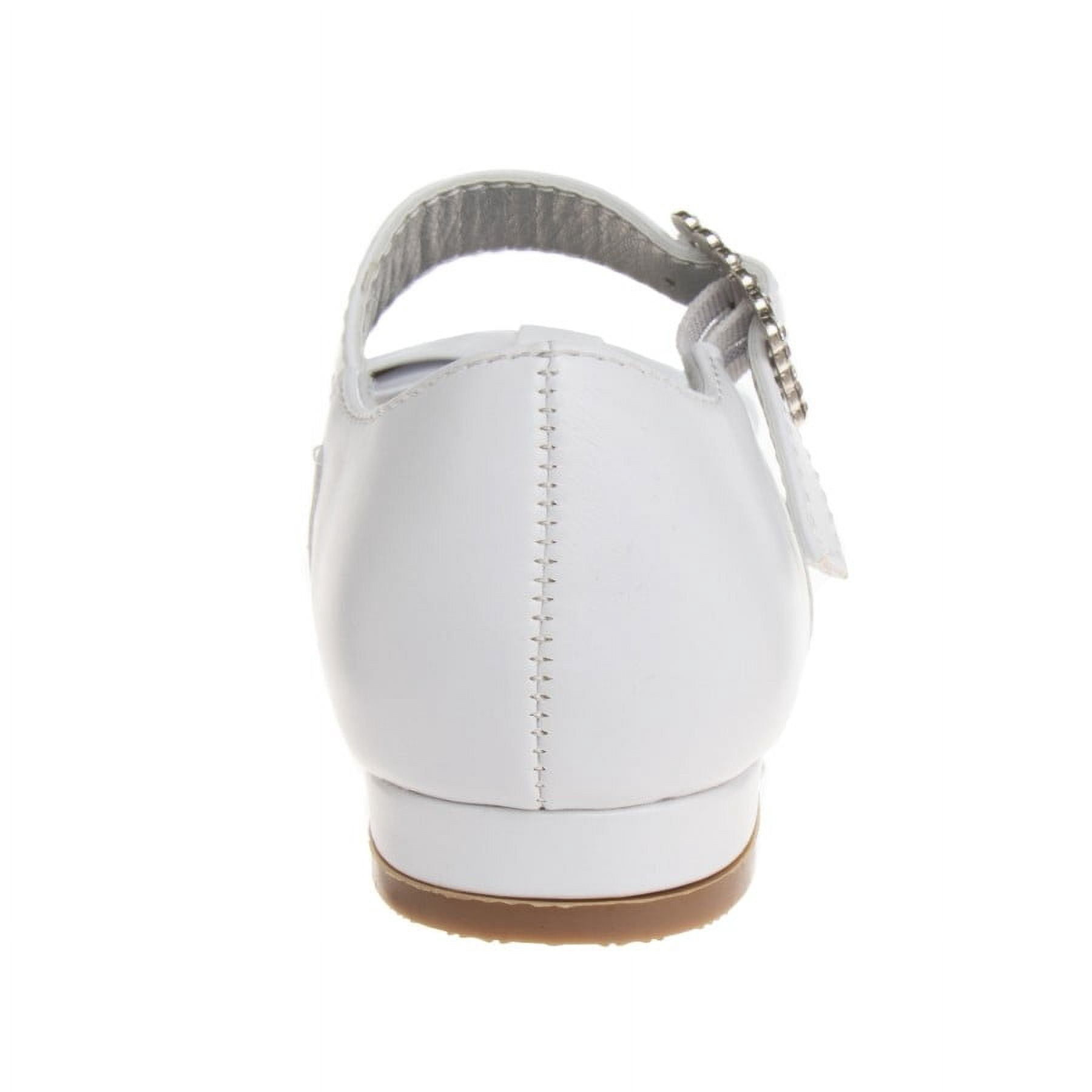 Mary Jane Dress Shoe Pumps for Girls, Low Heel Hook Loop Buckle, White (Size 10 Toddler)