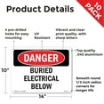 thumbnail image 2 of Buried Electrical Below OSHA Danger Aluminum Sign 14 Inch x 10 Inch - 10 Pack, 2 of 8