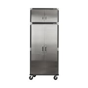 Seville Classics UltraHD 2-Piece Heavy Duty Mega Solid Steel Metal 2-Door Lockable Stacker Wall Storage Cabinet Set Organizer for Garage, Office, Classroom, 36 W x 18 D x 90.5 H, Graphite