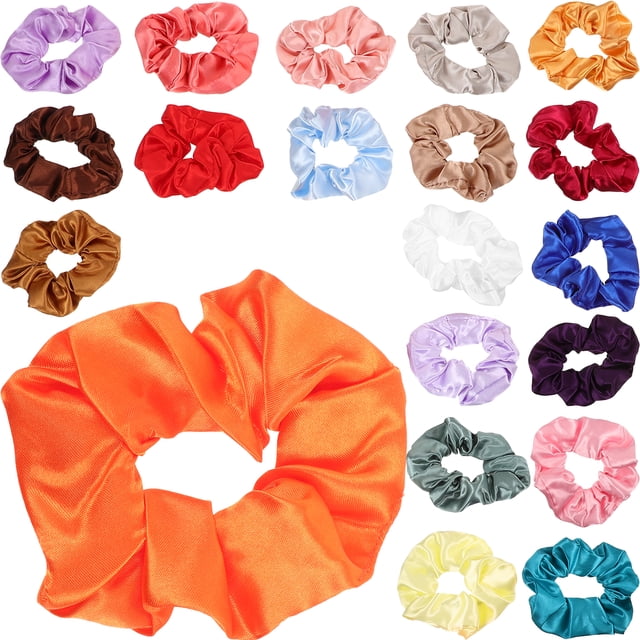 20pcs Bays Women Women Skinchies Satin Hair Scrunchies Ponytail de cola elástica para chicas adolescentes