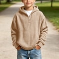 thumbnail image 2 of KyCheLot Boys Hoodie Quarter Zip Long Sleeve Textured Sweatshirt Fashion School day Activewear for Boys Age 3-14, 2 of 9