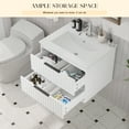 thumbnail image 6 of Joywind 24" White Floating Bathroom Vanity with Sink Combo – Modern Wall-Mounted Vanity with 2 Large Drawers & Metal Handles for Maximum Storage, 6 of 7