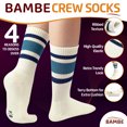 thumbnail image 2 of F|B Striped Retro Crew Socks for Women - Pair of 5 Triple Striped Socks with Terry Cushioned Sole, 2 of 6