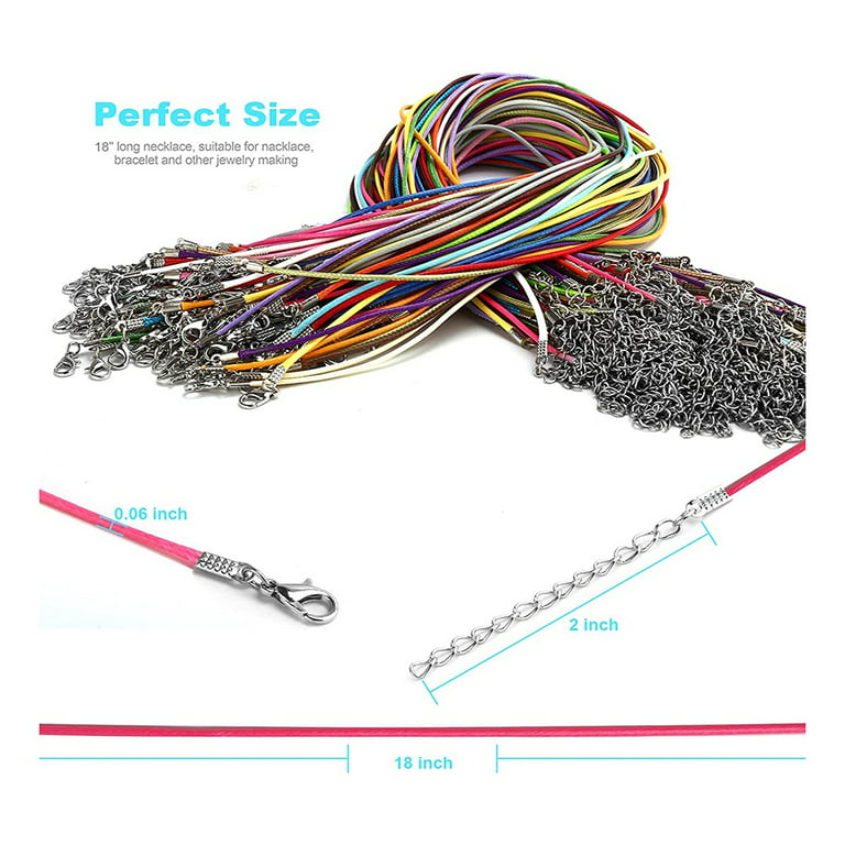 100Pcs Necklace Cord with Clasps,Necklace Cords for Pendants,18inch Bulk  Necklace Chains for Jewelry Making Supplies B 