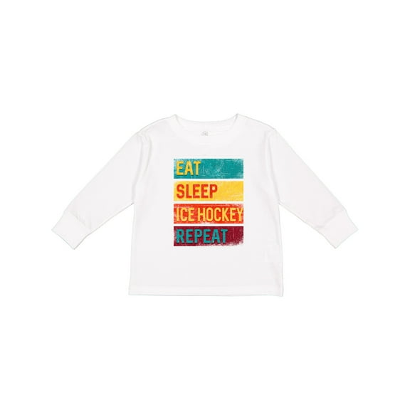Inktastic Hockey Eat Sleep Ice Hockey Repeat Boys or Girls Long Sleeve Toddler T-Shirt