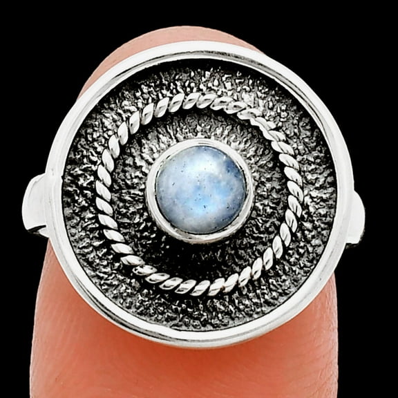Natural Rainbow Moonstone - India 925 Sterling Silver Ring s.7 Jewelry R-1439 SDR244394