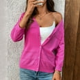 thumbnail image 5 of idosla Women's Lightweight Cardigans Casual Long Sleeve V-Neck Button Print Shrugs Sweaters Open Front Outerwear (Hot Pink, XL), 5 of 7