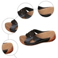 thumbnail image 6 of Rokment Ladies Orthopedic Wedges Slip on Sandals for Women Beach Summer Trendy Studded Leather Orthotic Platform Chunky Mid Heels Walking Dress Slides Black Size 6, 6 of 8