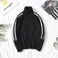 thumbnail image 5 of Ropa de hombre Suéteres de punto de cuello alto de cuello alto para hombres Suéteres de rayas blancas Cuello clásico Manga larga 100% Invierno 2024 X, 5 of 5
