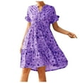 thumbnail image 2 of SMihono Robes Bohèmes d'Été pour Femmes Grande Taille Mode d'Été Robe Longue Ample Manches Courtes Col Rond Asymétrique Évasée à Étages Robe Longue de Plage, 2 of 6