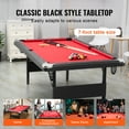 thumbnail image 2 of KFFKFF Pool Table, 7-foot, Compact Folding Design, Complete Billiard Set with Balls, Sticks, Chalks, and Brush, Black Frame with Red Felt, Ideal for Home Entertainment for All Ages, 2 of 9