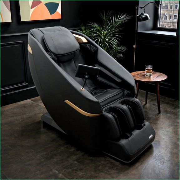 Massage Chair with Zero-Gravity Recline, 4 Auto Programs & Tablet Controller | Black | Vinyl