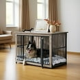 thumbnail image 2 of LEDREM Modern Double-Door Dog Crate Furniture for Medium Dogs up to 70 lb, Enclosed Base & Reinforced Steel Frame, 38.6-Inch Side Table Design, Greige, 2 of 6