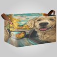 thumbnail image 2 of 2Pack Waterproof Foldable Storage Basket Medium, Metal Frame & Hollow Board Support, for Clothes and Toy Organization Mischievous Golden Retriever, 2 of 8