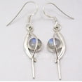 thumbnail image 2 of SilverStarJewel 925 Solid Silver Blue Flash Rainbow Moonstone Ladies' Earrings 4.5 CM Handmade, 2 of 3