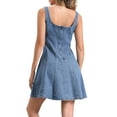 thumbnail image 3 of INSPIRE CHIC Women's Denim Dress Square Neck A-line Casual Tank Mini Dress M Light Blue, 3 of 6