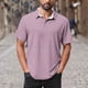 thumbnail image 1 of Blusa y camisa de manga corta con cuello vuelto para hombre, blusa de manga larga con solapa y botones estampados, blusa de poliéster para hombre, 1 of 5
