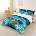 thumbnail image 2 of jejeloiu Cartoon Stingray Bedding,Underwater Theme Duvet Cover Full For Boys,Teal Black,Reversible,3 Pieces,1 Duvet Cover and 2 Pillowcases, 2 of 6