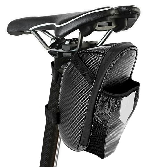 BUSATIA Bike Seat Bag,Bike Seat Bag with Water Bottle Holder, Bicycle Saddle Bag Under Seat Waterproof Cycling Seat Pack for Mountain Road Bikes, Black